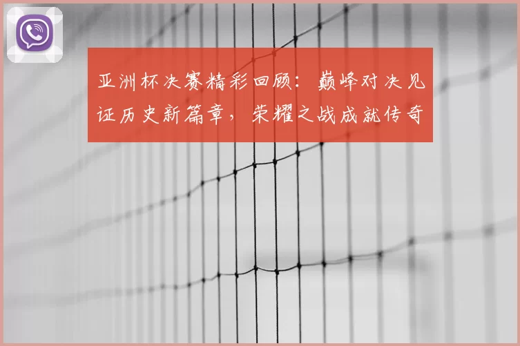 亚洲杯决赛精彩回顾：巅峰对决见证历史新篇章，荣耀之战成就传奇